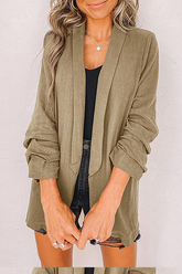 Elegant Solid Patchwork Pocket Turndown Collar Outerwear(12 Colors)